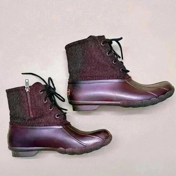Sperry Waterproof Metallic Grape Rubber Duck‎ Boot Sz 7 - Picture 1 of 7